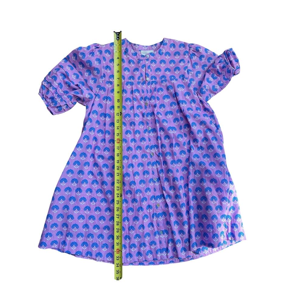 Entro NWT Purple Cotton Babydoll Mini Dress with Puff Sleeves Sz M - Picture 7 of 10